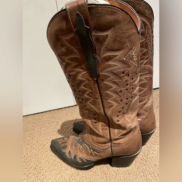 Dan Post Ladies Black and Brown Western Heeled Boots - Picture 5 of 5